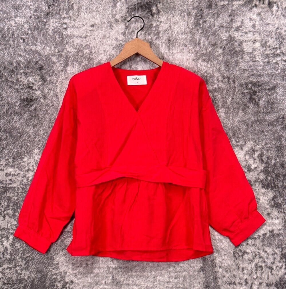 New BA&SH Blouse 2 Womens Red Wrap Tie Top
